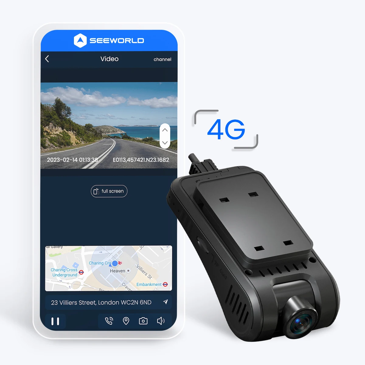 LTE 4G Fleet Dashcam with Front-Facing Dual Lens GPS Tracking G-Sensor  Built-In Video Recorder for Cars