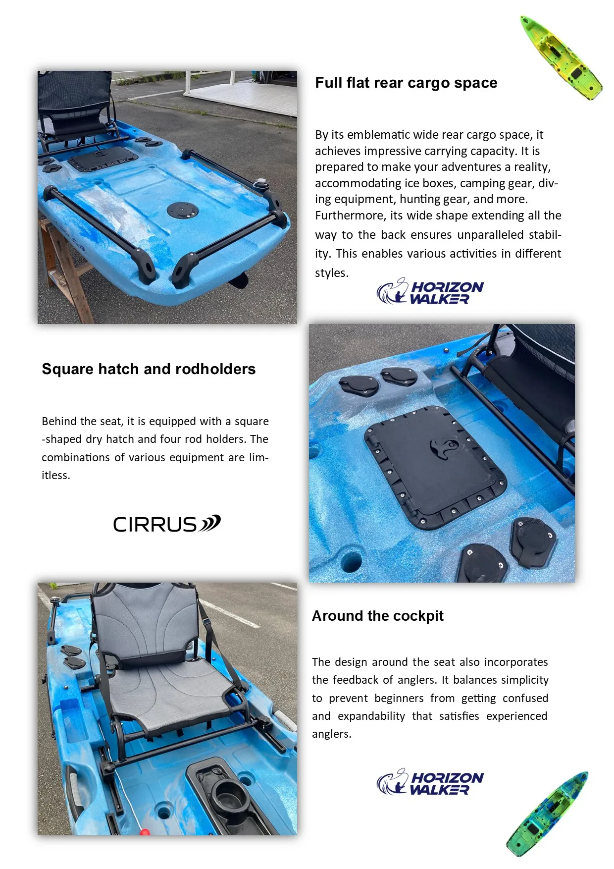 Japanese Made Horizon Walker Navy Blue Pedal Drive Pro Fishing Kayak