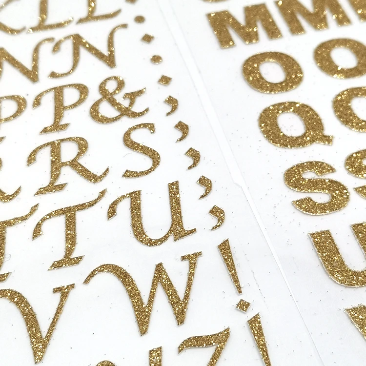 KINBOM 18 Fogli Adesivi con Lettere e Numeri 5mm Mini Adesivi Lettere in Metallo Mini Numeri Adesivi Piccoli Dorati Argento per Album di Ritagli Artigianato Fai-Da-Te (Lettere Maiuscole e Minuscole