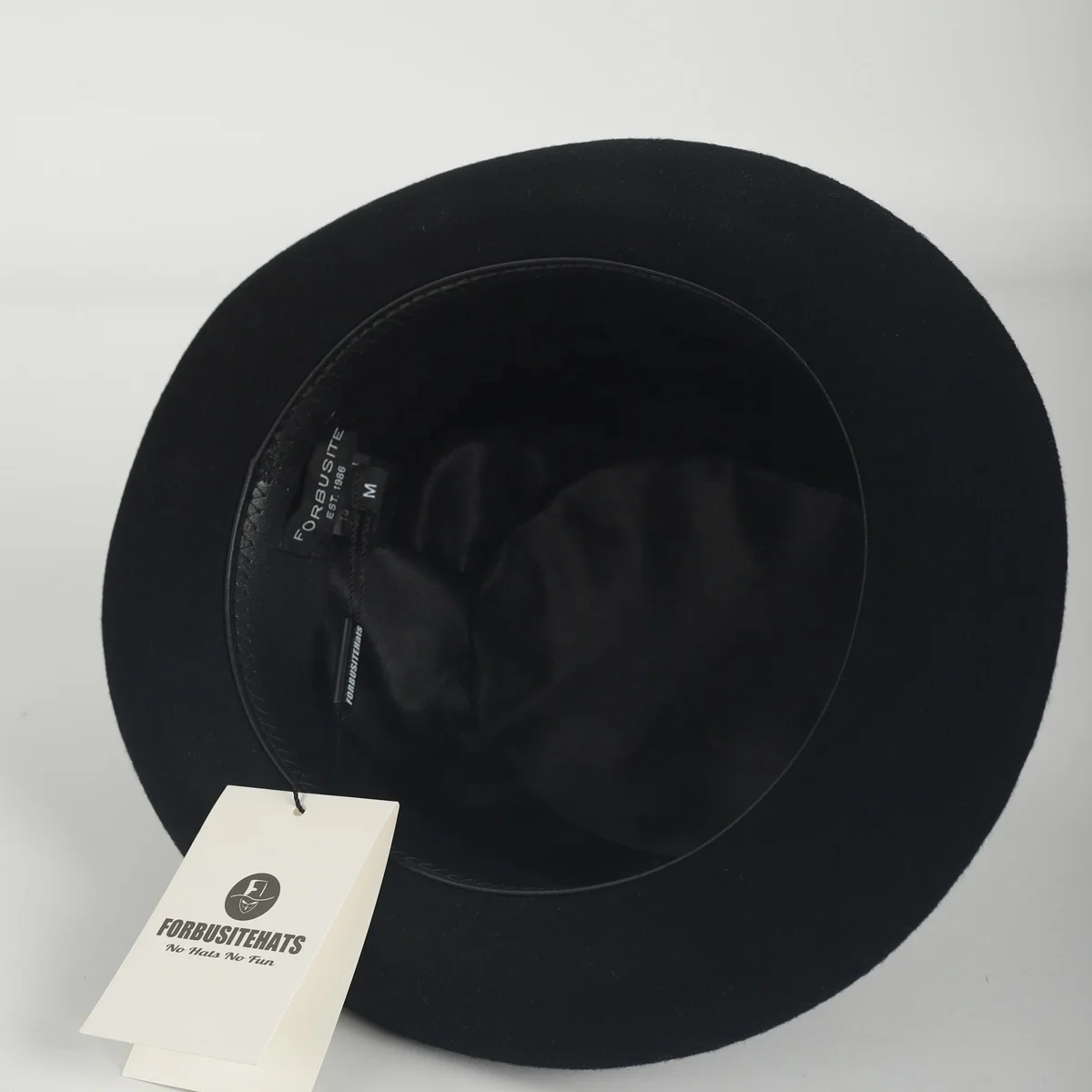 100% Wool Felt Black Hat Church Derby Dressy Black Classic Wool Blend Jazz Hat Manhattan Short Brim Flat  main image 2