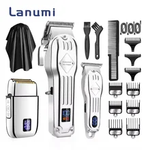 Lanumi 973 Pro Rechargeable Electric Hair Trimmers Kit Hair Cutting Kit Barber Cordless Hair Clipper Blade Full Set for Men USB