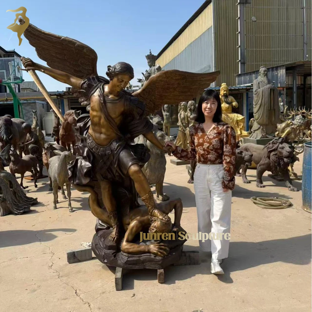Life Size Bronze Saint Michael Statue for Church Bronze Archangel ...