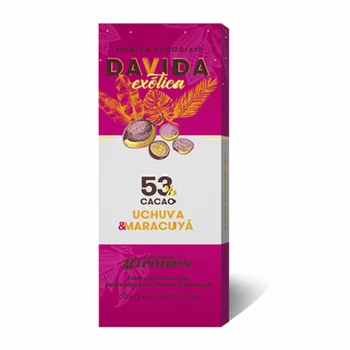 DAVIDA High Quality Indulgent Semisweet Chocolate Bar 53% Cocoa with Goldenberries Passion Fruit Colombian Fruit Bulk