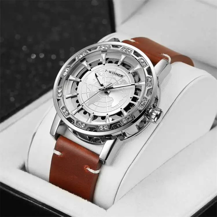 Победитель 8278, 10 лучших брендов, мужские механические часы с ремешком из натуральной кожи, водонепроницаемом автоматическом хранении, бизнес-релогио musculino