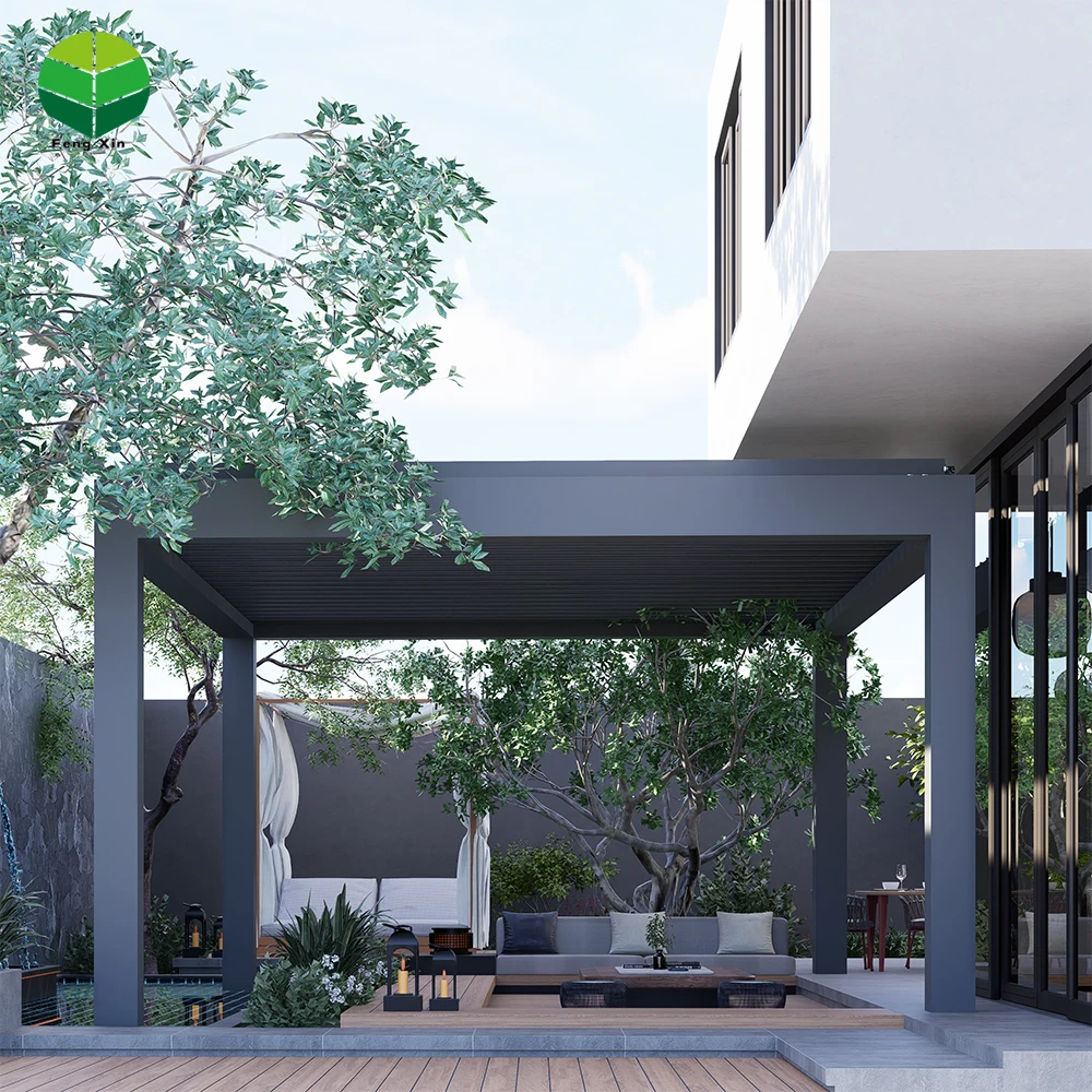 Modern Bioclimatique Manual Pergola Design 3x3 3x4 4x3 4x6 Waterproof Aluminum Frame Gazebo for Garden Balcony 4x4 Room Space