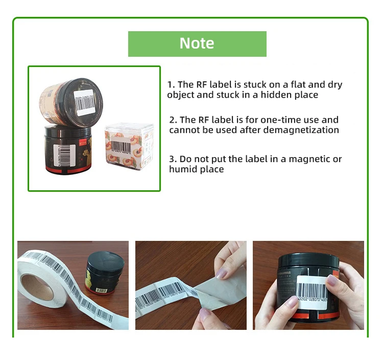 4*4 cm Retail Security Alarm System 8.2Mhz RF Soft Tag Barcode Sticker Anti-Theft EAS Label for Boutique Retailers