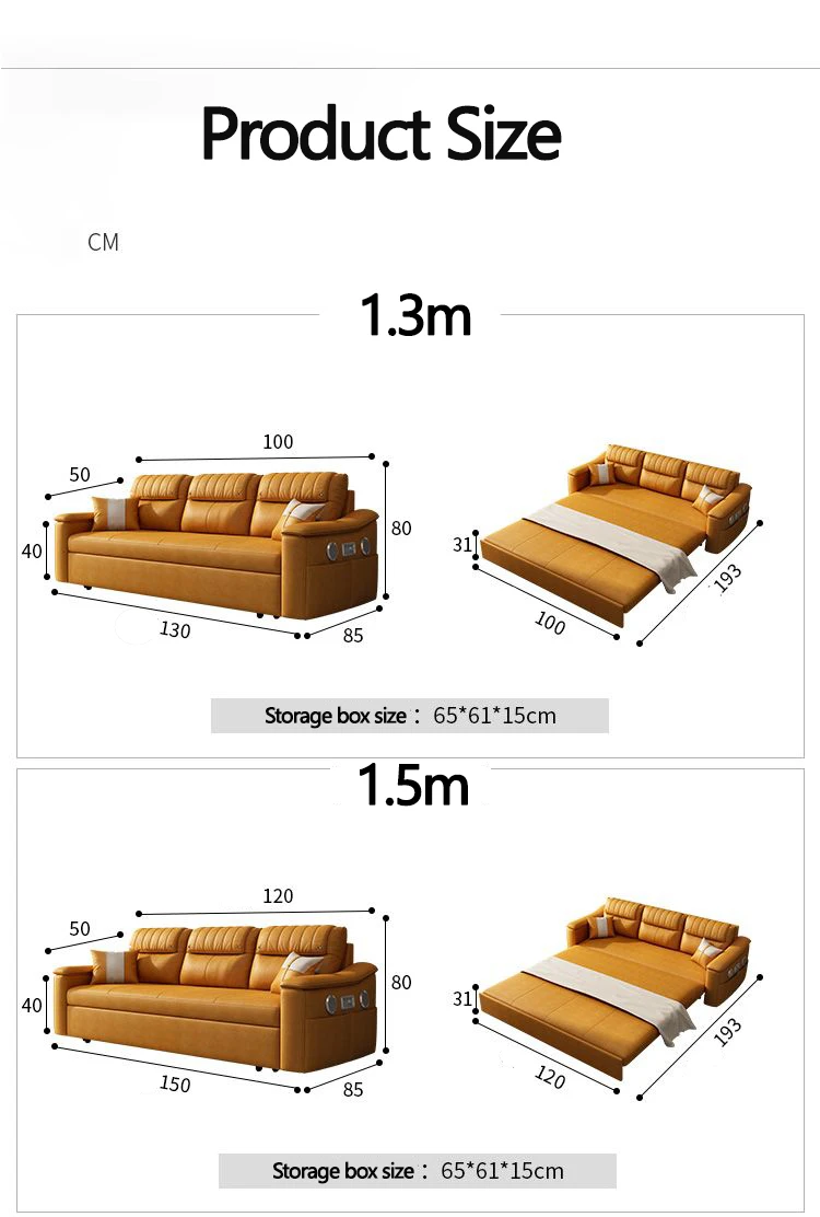 Save Space Multipurpose Leather Folding Sleeper Sofa Bed Living Room