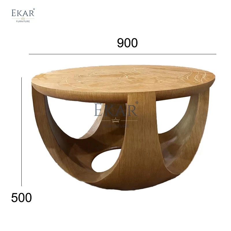 product modern nordic design round side table solid wood with carved tabletop suitable for home or villa-66