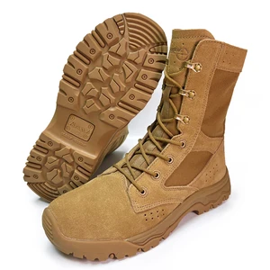 Factory OBM ODM Custom Wholesale Outdoor Suede Leather Desert  Combat Nylon Fabric Tactical Boots