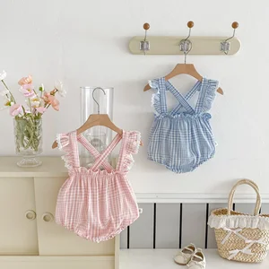 Baby Girl Summer Princess Full Moon Bodysuit Casual Flutter Sleeve Strap Baby Romper