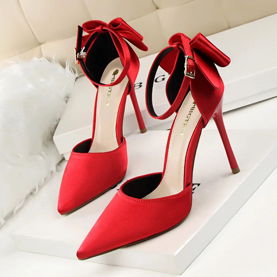 Women Sexy Bowknot Stiletto High Heels Pointed Toe Satin Hollow Out Ankle  Strap Dress Shoes For Wedding Party - Buy Shoes Women Shoes Walking Shoes  Running Shoes Trendy Shoes Ladies Shoes Chunky Shoes ...