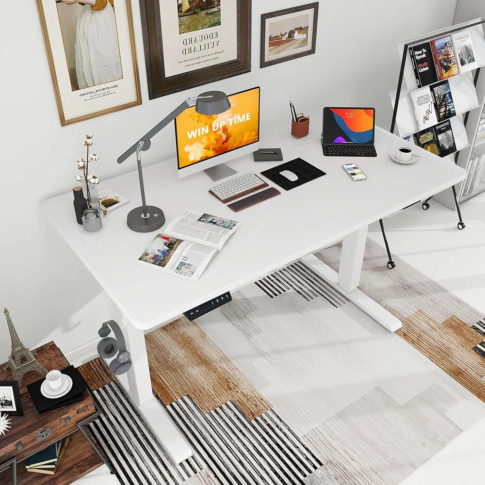 Electric Standing Desk for Home Office Whole Piece Sit to Stand Height Adjustable Computer Desk with Wheels details
