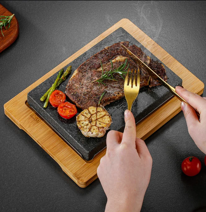 Lava Rock Cooking Steak Stone Set Natural Steak Grill Lava Stone ...