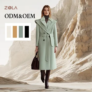 Women's Cozy Mid-to-Long Cashmere Down Jacket Double-Sided Tweed with White Duck Double Breasted Closure Nylon Lining for Winter