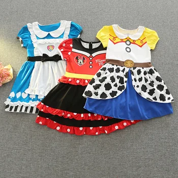 Ready To Ship Toddler Summer Princess Cowgirl Mickey Alice Fancy Dress For Kids