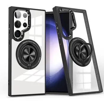 360 Rotating Magnetic Bracket clear PC With TPU Phone case for Samsung S24 ULTRA case