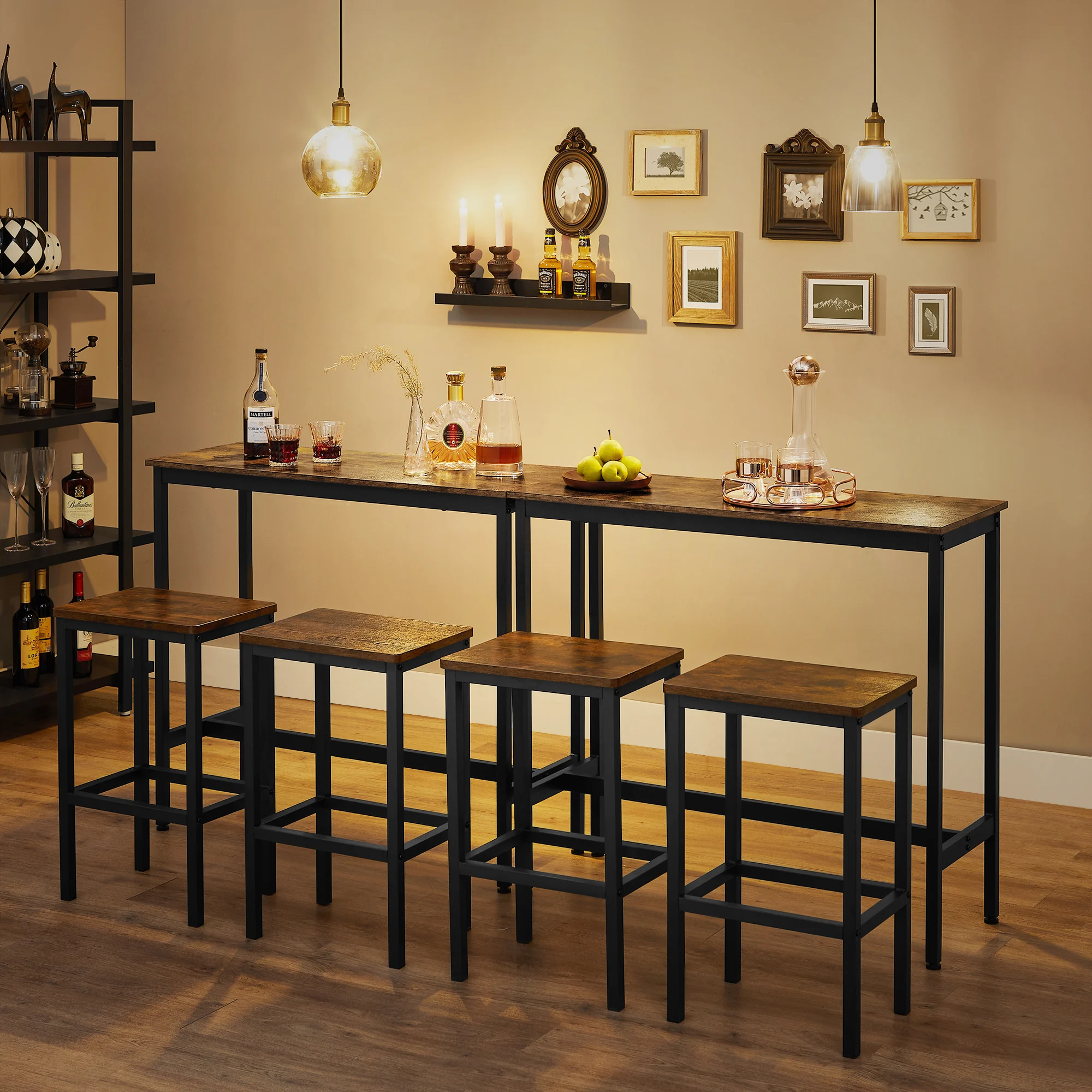 VASAGLE Dining Table Set Kitchen Bar Height Table with Stools Set of 2 bar Table and Chair Set