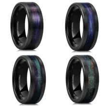 Gorgeous Flat Pipe Cut Carbide Ring Mocha Green Sand Men's Engagement Ring 8mm Mens Tungsten Wedding Band Jewelry Fashion Rings