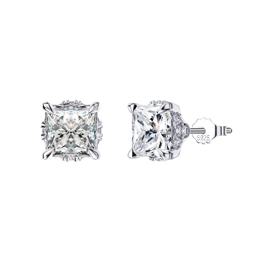 LZE01 New Arrival Hypoallergenic Stud Earring Princess Cut