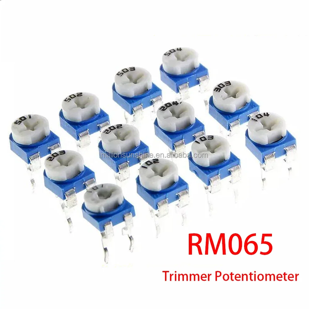 RM065 RM-065 100 200 500 1K 2K 5K 10K 20K 50K 100K 200K 500K 1M ohm Trimmer Potentiometer variable resistor details