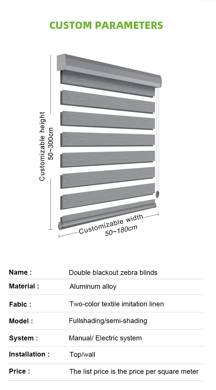 smart home voice app control automatic Electric roller blind motorized shutter Double layer blackout Motorized zebra blinds