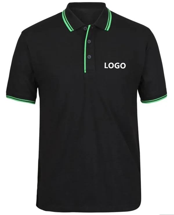 Men's Breathable Solid Pattern Knitted Golf for Shirt with Stripe Collar Pocket Short Sleeve Polyester/Cotton