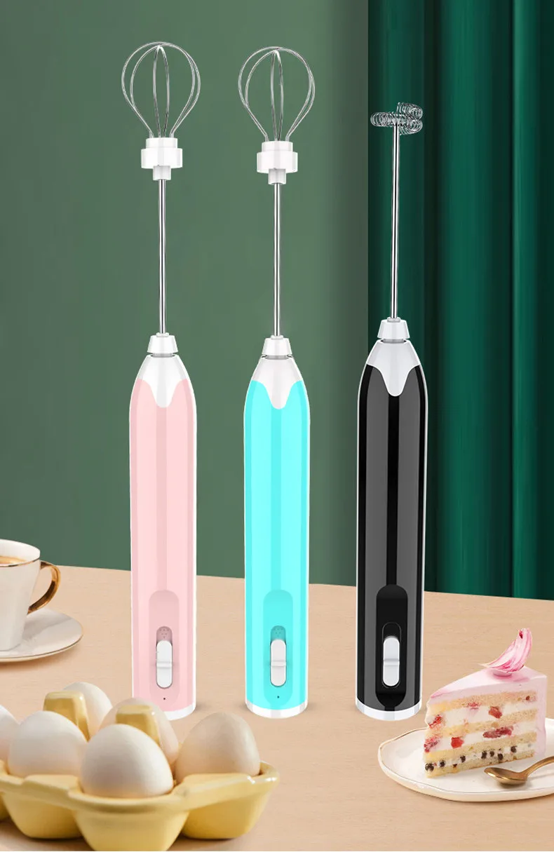 USB Hand Milk Frother Mini Blender And Electric Whisk Mixer 2 Whisks For  Coffee, Frappe, Latte, Matcha Pink Blue Black Color - Buy USB Hand Milk Frother  Mini Blender And Electric Whisk