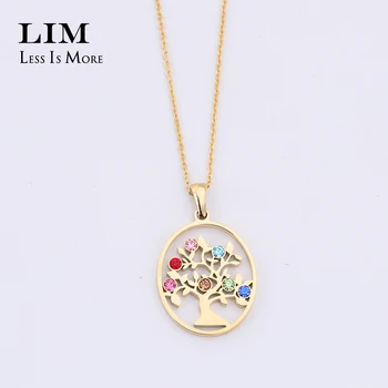 ew Arrival Gold Plated Tree Pendant Necklace Tree Of Life Pendant Stainless Steel Choker Necklaces With Colorful Zircon