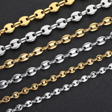 Wholesale Trendy Stainless Steel 18K Gold Plated Hip Hop Coffee Bean Gold Chain Necklace Bracelet Jewelry Set for Unisex Gift
