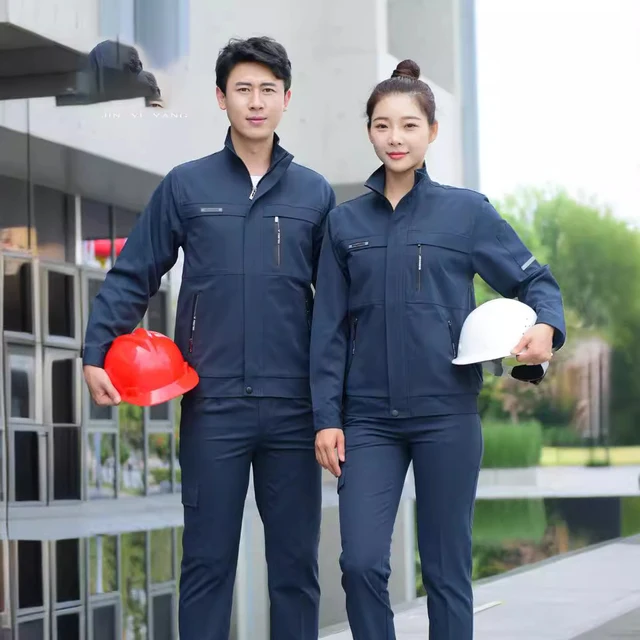 2024 polyester cotton long sleeve men work wear worker breathable wholesale suit men factory labor industrial safety clothing