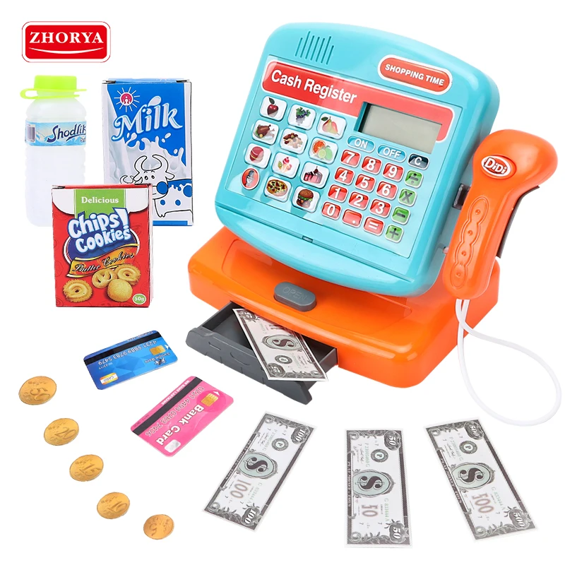 Zhorya sound and music kid shopping pretend play role supermarket cash register toy set