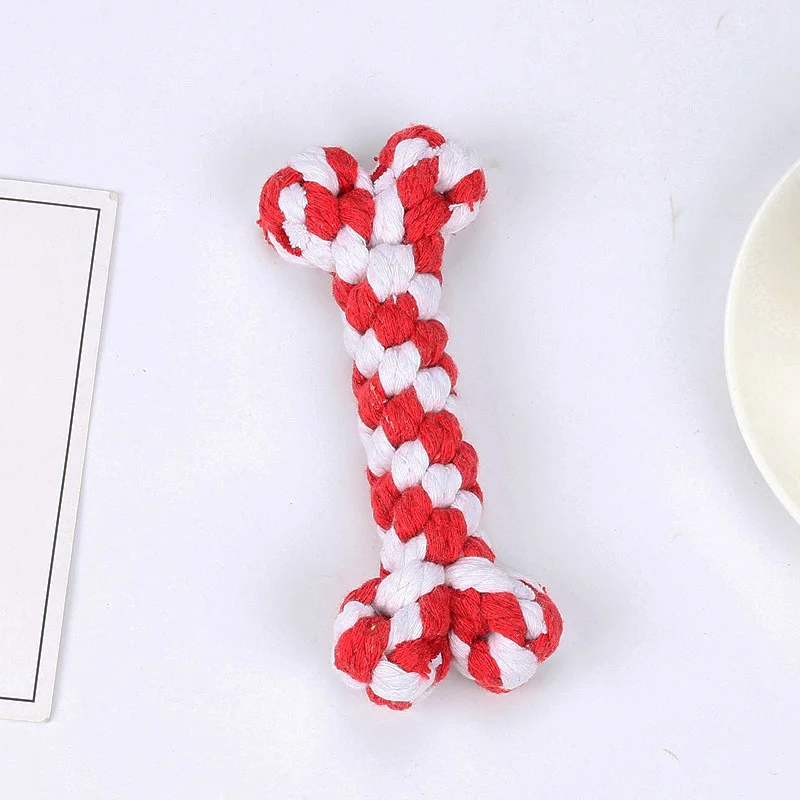 2025 New Pet Toy Colored Dog Bone Rope Knot Chew Resistant Cotton Rope Dog Toy