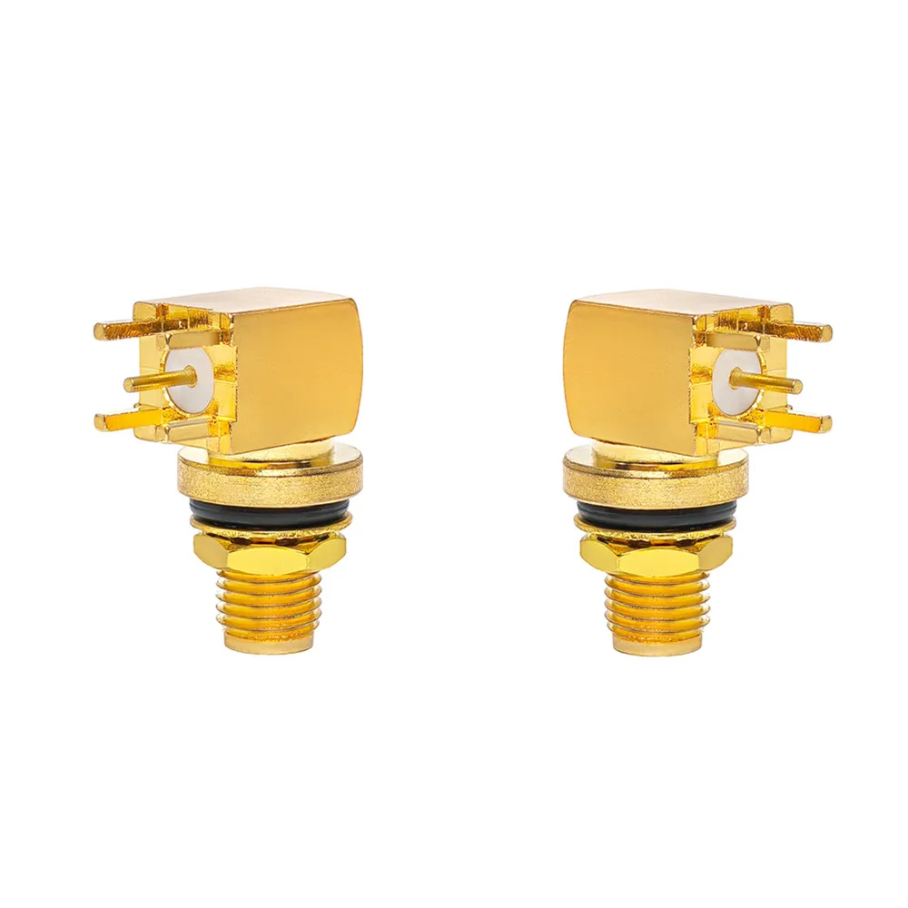 Gold Plating Bulkhead Waterproof SMA Female PCB Connector 5 Feet Panel Edge Mount Right Angle  RF Coaxial Adapter
