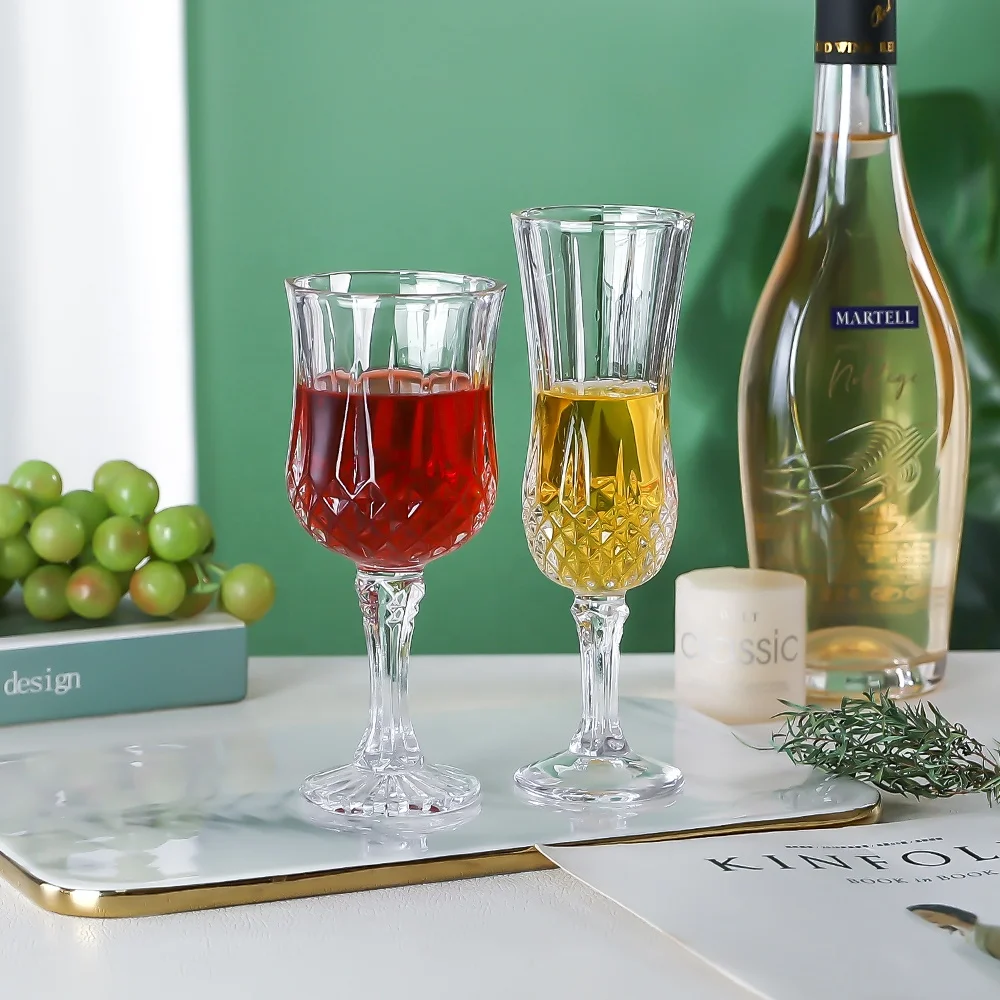 Винтажные бокалы с алмазным тиснением для шампанского красного