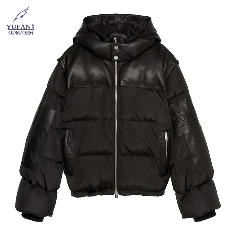 Yufan New Custom Mens Down Jacket Winter Pockets Thicken Coat Shiny