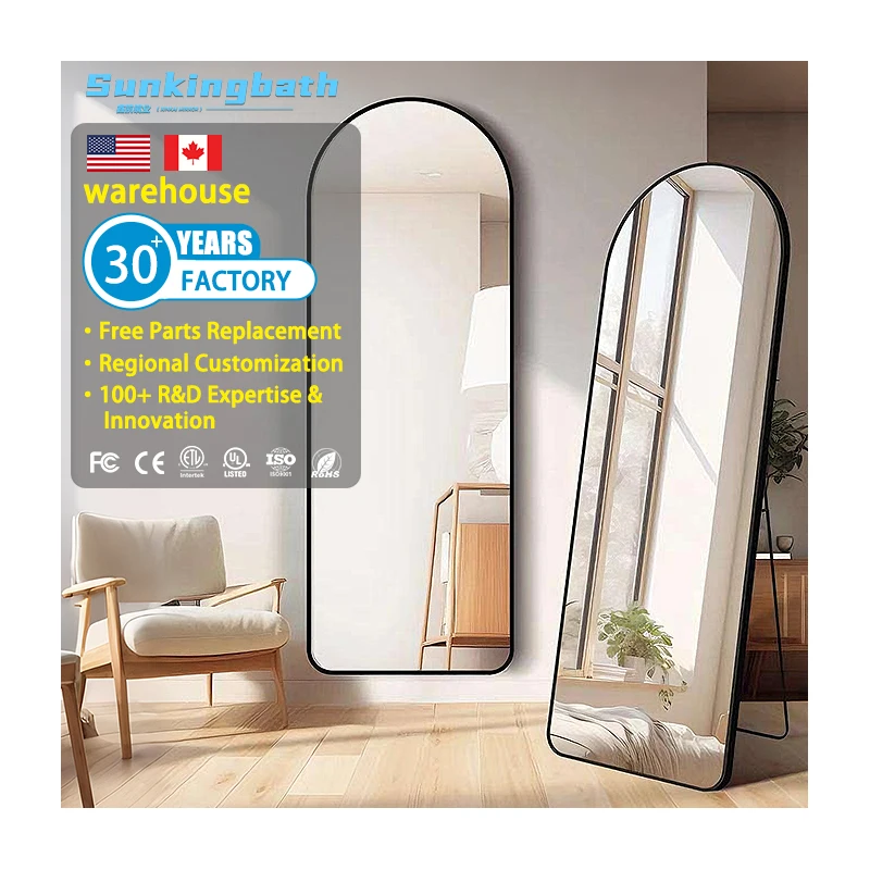 Ordinary Aluminum Frame Arch Floor Mirror Decorative Full Length Mirror Anniversary Gift Home Decor Standing Mirror