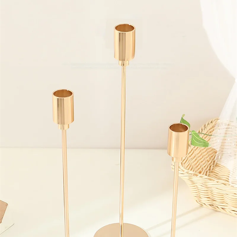 Set of 3 Candlestick Holder Set, Tall Metal Gold Candle Holder for Home ...