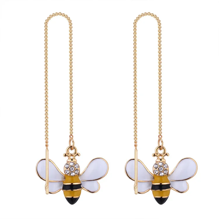 Bee Thread Earrings,Long Chain Ear Line 