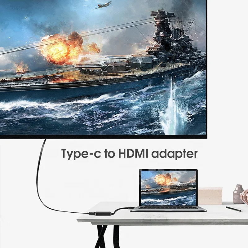 Adaptador de aluminio tipo C a HDMI para teléfono móvil Android, adaptador de tipo C a HDMI 4K 30Hz para TV