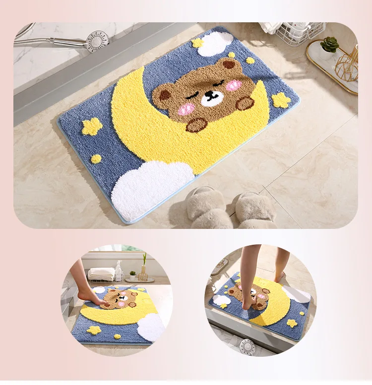 Custom Cartoon Microfiber Bathroom Mat Non Slip Bath Mat Living Room Kitchen Absorbent Mat factory