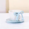 Light blue bowknot cup and saucer set