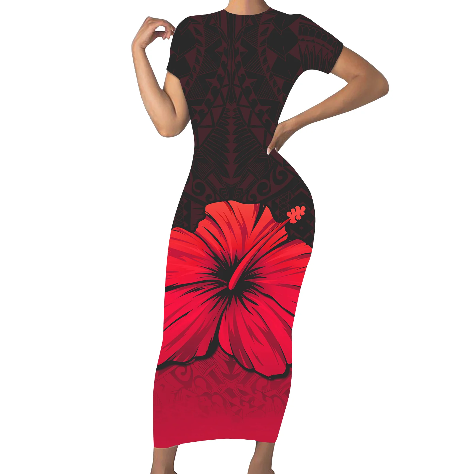 blue dress for baby girl Hawaii Floral Print Halter Tie Bodycon Hibiscus Dress Backless  sunifty