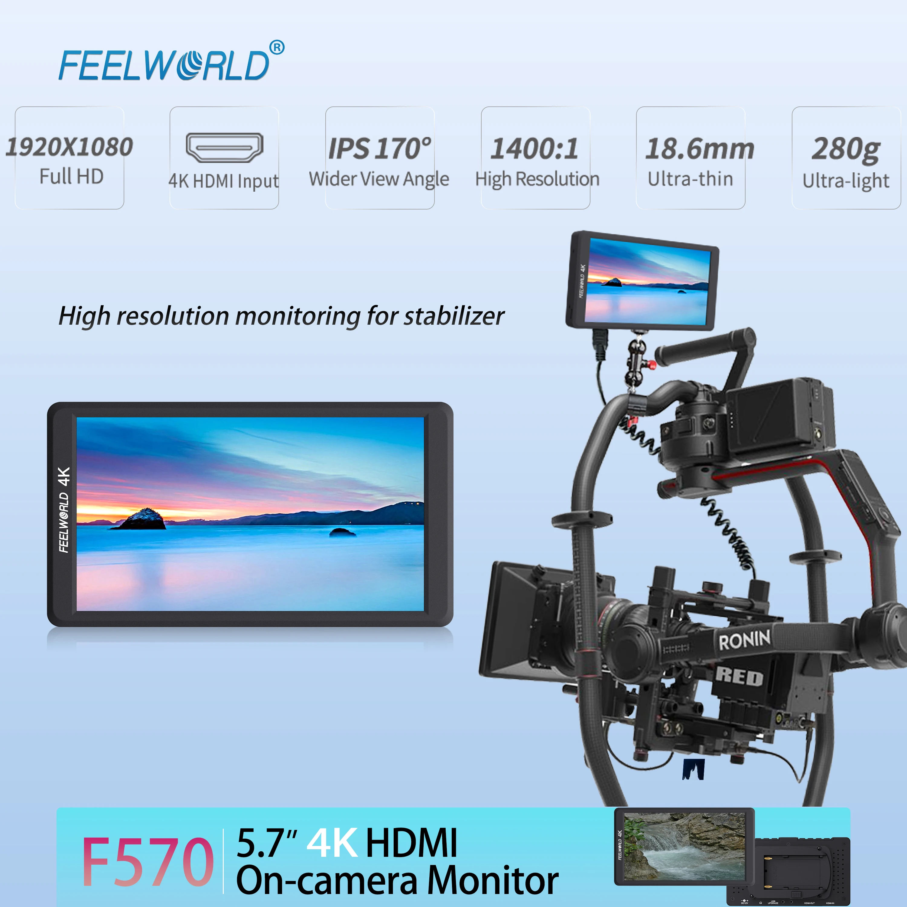 FEELWORLD Inch Camera Monitor Full HD, Mini Field Monitor