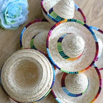 Lot de 24 mini chapeaux de paille miniatures pour maison de poupée - Chapeau de soleil en papier pour décoration de maison de poupée