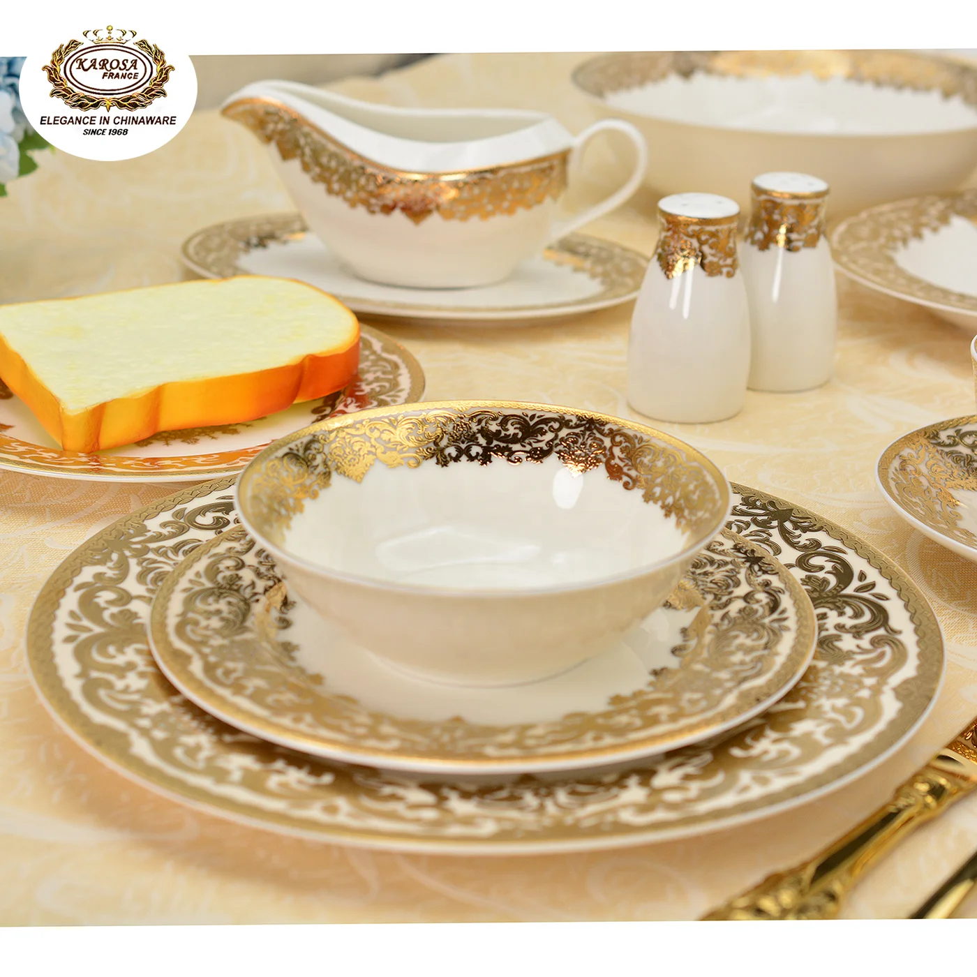 Embossed Real Gold Vajilla Porcelana 98 Pcs Luxury Porcelain Dinner Sets  Dinnerware Sets