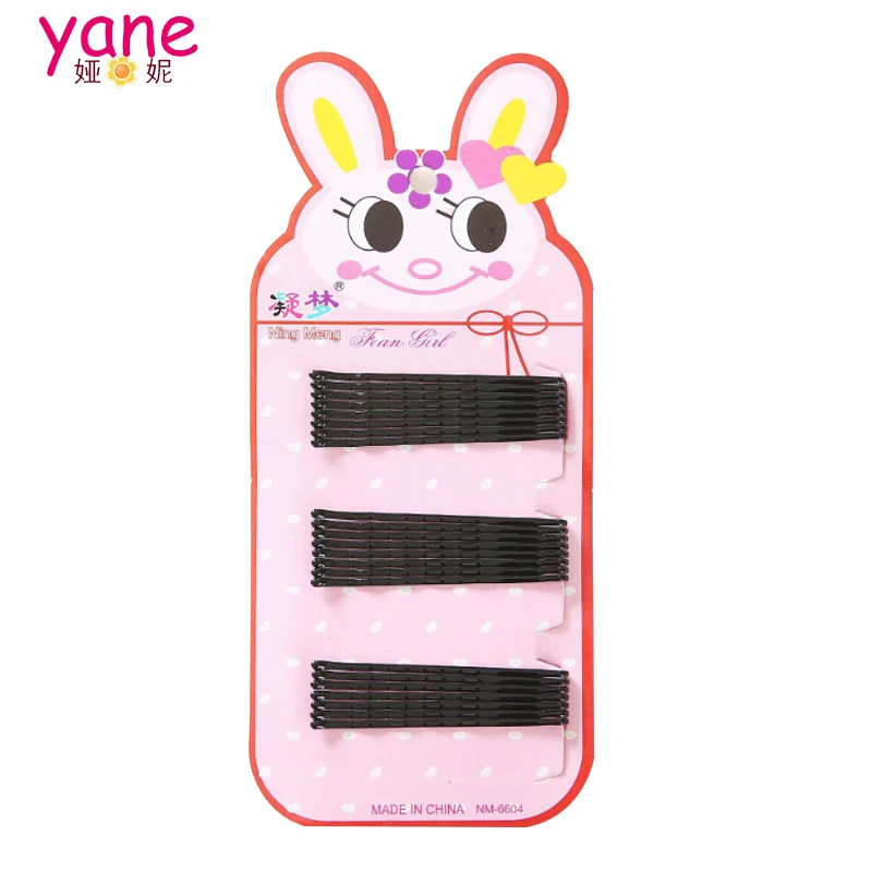 Set of Normal Style Black Hair Pins Simple Bobby Pins With Clip Feature for Girls 5cm Size Made of Metal and Acryl
