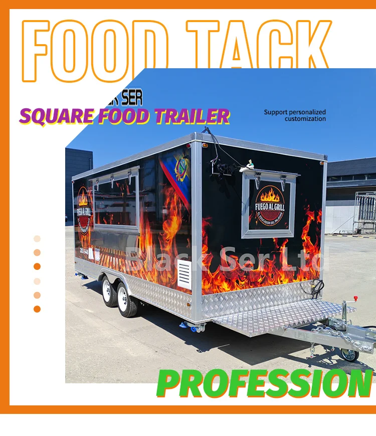 Foldable Food Cart Chicken Rotisserie Grill - Mobile Food Trailer