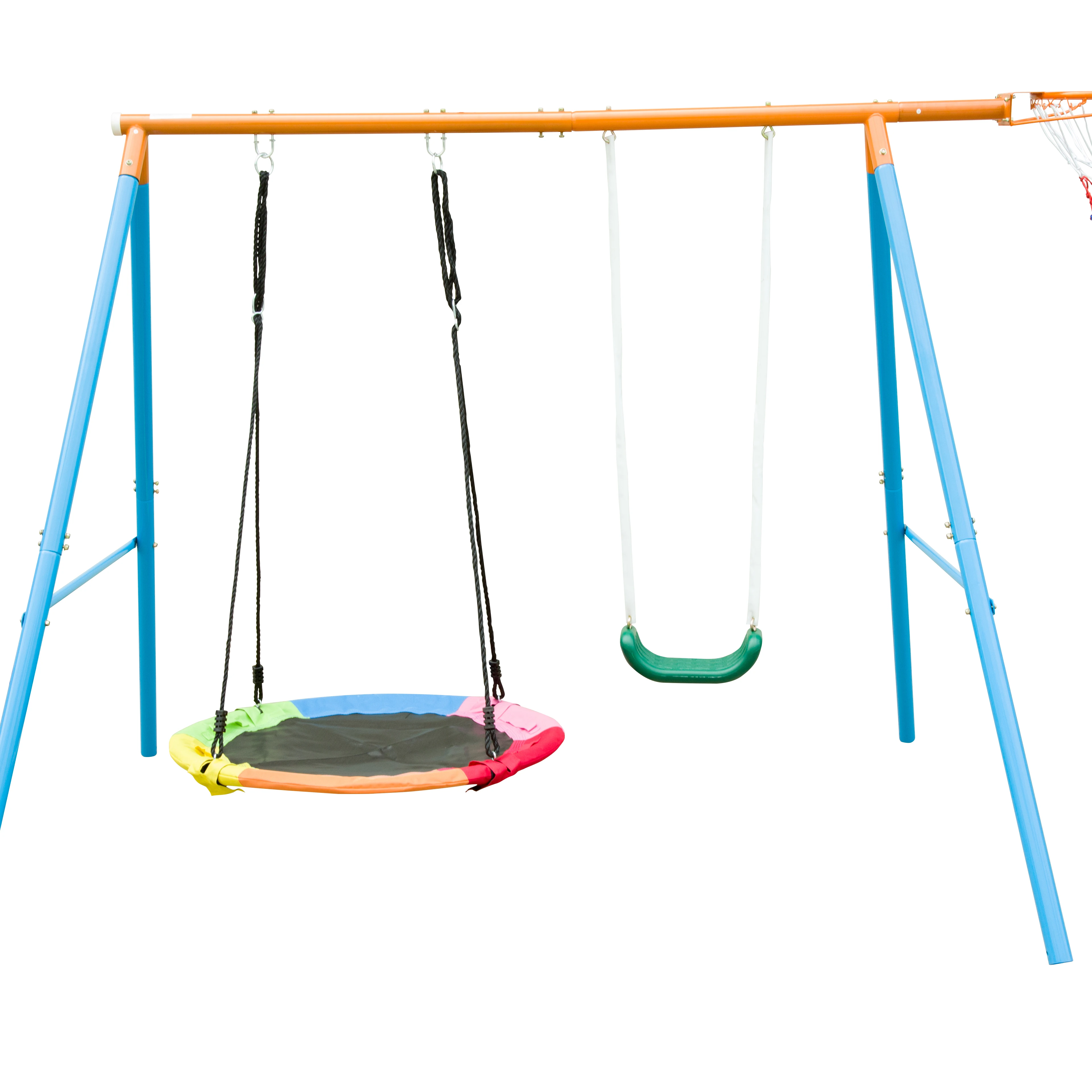 Swing Set for Backyard, 500lbs Swing Set with Heavy-Duty A-Frame Metal Outdoor Swing Stand, Tree Swing Saucer