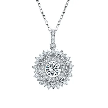 Smart  shiny S925 Silver Platinum-Plated Necklace  0.5 carat D Grade Moissanite Diamond Fine Jewelry Pendants Charms