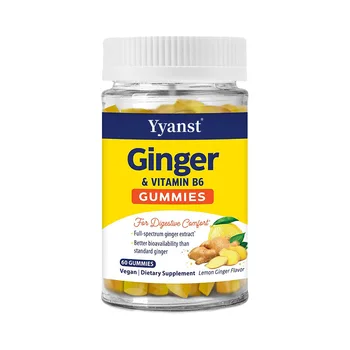 Private Label 200 Mg Ginger Extract & Vitamin B6 Gummies Promote Digestion Regulate Liver Function Improve Skin Tone